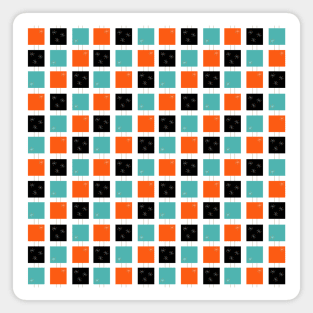 Retro Stacked Squares Orange Teal Black Magnet